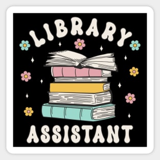 Library Assistant Retro Groovy Librarian Assistent Book Lover Sticker